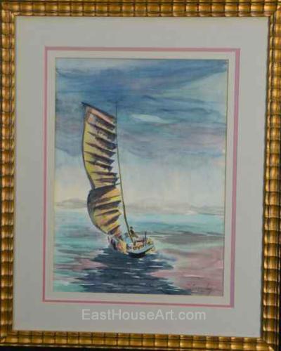 Impressionist Sailing Scene by J Crawley