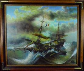 Clipper Ship in the Storm by T. Slovesky
