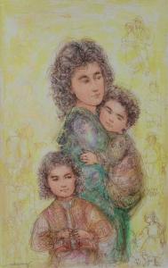 Catherine and Children by Edna Hibel